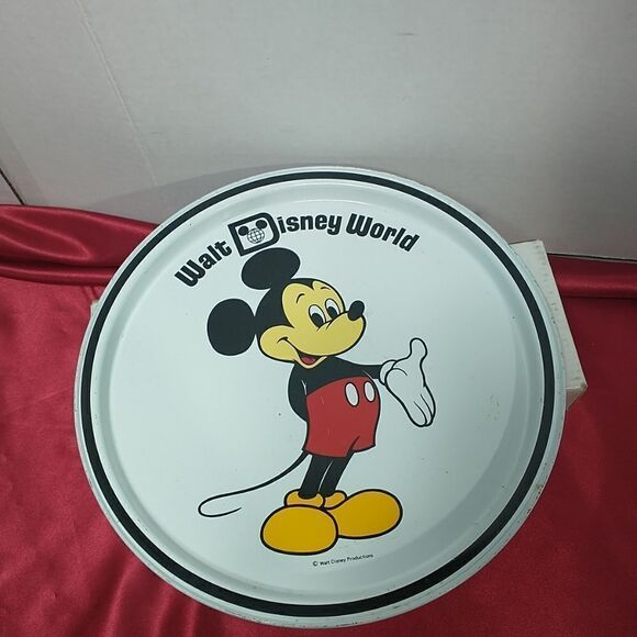 Vintage Original Walt Disney World Mickey Mouse Metal Catch All Tray Retro Plate - Picture 1 of 3
